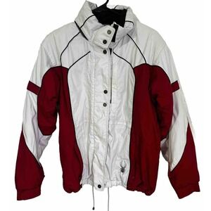 SPYDER‎ KIDS JACKET XT  SIZE 18 RED WHITE HOODIE LONG SLEEVE WINTER SKI